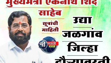 मुख्यमंत्री एकनाथ शिंदे 22 रोजी जळगावात