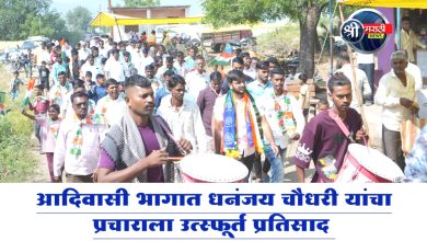 आदिवासी भागात धनंजय चौधरी यांचा प्रचाराला उत्स्फूर्त प्रतिसाद घरीघरीं भेट देत घेतला