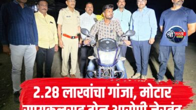 ‘स्थानिक गुन्हे शाखे’ची मोठी कारवाई! ₹ २.२८ लाखांचा गांजा, मोटार सायकलसह दोन आरोपी जेरबंद