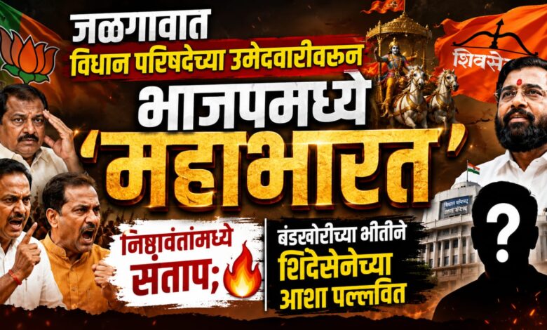 जळगावात विधान परिषदेच्या उमेदवारीवरून भाजपमध्ये ‘महाभारत’! निष्ठावंतांमध्ये संताप; बंडखोरीच्या भीतीने शिंदेसेनेच्या आशा पल्लवित जळगावात विधान परिषदेच्या उमेदवारीवरून भाजपमध्ये ‘महाभारत’! निष्ठावंतांमध्ये संताप; बंडखोरीच्या भीतीने शिंदेसेनेच्या आशा पल्लवित